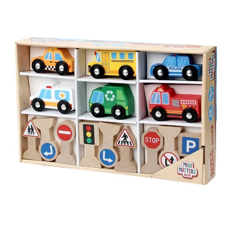 Zhiqu Speelgoed Nieuwe Stijl Houten Kinderen Vroege Educatieve Verkeersbord Cognitieve Set Speelgoed Auto Combinatie Montessori Speelgoed Voor Kinderen