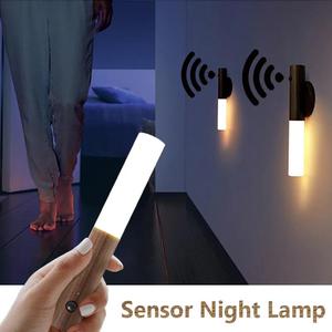 Modern Design Rechargeable <b>Motion</b> Sensor LED Off-White Brown Wooden Night Wall Bedroom Living Room Kids' Decor - Product Image 6