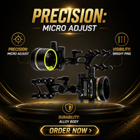 Viseur à 5 broches pour arc composé HT, micro-réglage court, ajustement fin 4 directions, loupe compatible, en alliage d'aluminium noir, pour tir à l'arc et chasse
