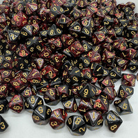 Jeu de dés en acrylique et plastique à paillettes polyédriques à 10 faces bleu et or pour jeux de rôle Donjons et Dragons