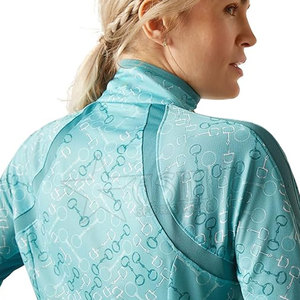 Women Horse Riding <b>Long</b> <b>Sleeves</b> Zip <b>Base</b> <b>Layer</b> 4 Way Stretchy Equestrian Clothing Rider Shirt for Sale - Product Image 3