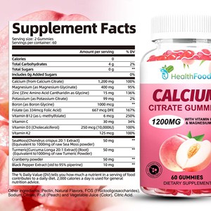 Gomitas de Citrato de Calcio de Rápida Absorción, Favorecen la Salud Dental y el Bienestar General con Potasio, Suplemento Dietético - Product Image 6