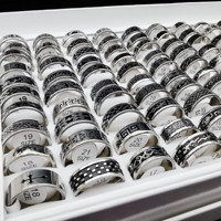 Bagues de Bijoux pour Hommes 2025 en Acier Inoxydable, Vente en Gros Mixte Pas Cher, Style Punk, Respectueux de l'Environnement, avec Gemme, Sachet Opp