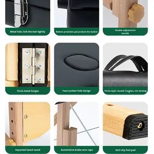 Lit de <span class=keywords><strong>massage</strong></span> pliable en bois à trois volets portable, design moderne, usage polyvalent, lit de physiothérapie de médecine traditionnelle chinoise - Product Image 4