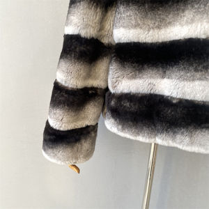Abrigo de Piel de Conejo <span class=keywords><strong>Chinchilla</strong></span> Natural Jxwatcher, Cuello Grande, Personalizable, Abrigo de Invierno de Lujo para Mujer, Piel de Conejo Rex Auténtica - Product Image 3