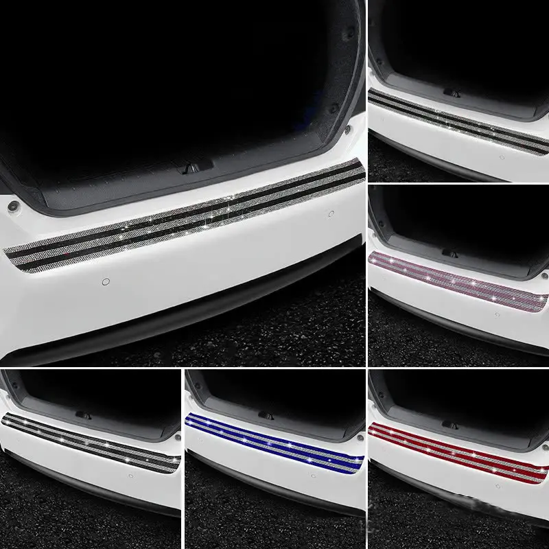 Bling Crystal Car Rear Bumper Protector Anti-Scratch Trunk Door Entry Guards Anti-Collision Rubber Guard