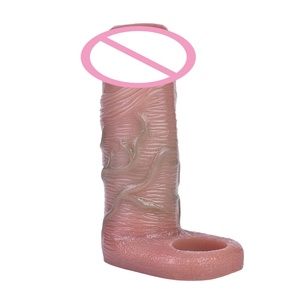 FAAK 13.6CM Open-ended Design Realistic Penis Sleeve With Anti-drop Ring Silicone Condom Cock Enlarger Sex Toys for Men - Product Image 3
