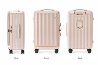 Valise à roulettes rigide à ouverture frontale avec port USB, élégante et luxueuse, personnalisable (OEM) pour voyages