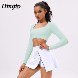 Tennis Kleidung Sport rock und Langarm Top Set für Frauen Tennis Wear für Frauen Sexy Tennis Rock 2-teiliges Set - Product Image 4