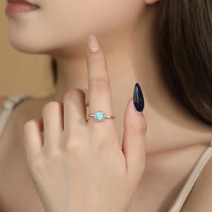 Ensemble de bijoux en argent 925 plaqué rhodium avec pendentif rond en zircon, boucles d'oreilles et bague, bijoux classiques pour femmes, cadeau de mariage ou de fête - Product Image 6