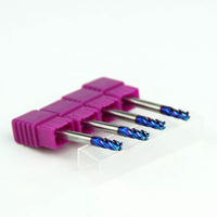 Fraise à queue en carbure à un seul tranchant et 4 cannelures HRC65, à rayon d'angle, outils de coupe CNC, revêtement AITiSiN, disponible en OEM, 3-20mm