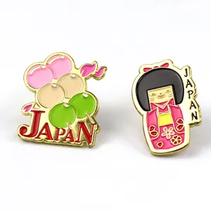 도매 사용자 정의 디자인 일본 기념품 귀여운 에나멜 만화 금속 칼라 옷깃 핀 배지