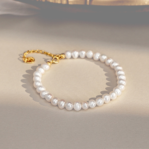Trang Sức Bạc 925 Bán Sỉ Vòng Tay Ngọc Trai Nước Ngọt Màu Trắng Đính Cườm Điều Chỉnh Được Chow Tai Fook Cho Nữ - Product Image 5