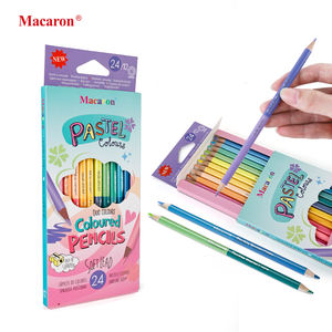 Pensil warna kustom Macaron 12 buah pensil 24 warna pensil warna ujung ganda popler inti canggih - Product Image 1