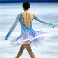 Robe de patinage artistique bleu-violet dégradé, manches longues, strass, costume de compétition, performance, sur mesure, enfants, adolescents, adultes, OEM