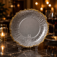 Assiettes de présentation de 13 pouces pour mariage, or, argent, blanc, en gros, décoratives, pour fêtes, dîners, hôtels, traiteurs