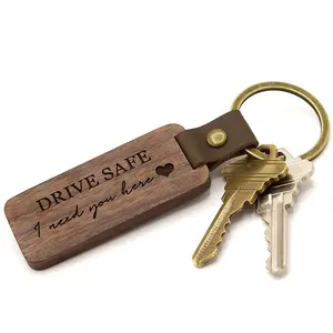 Houten sleutelhanger Porte cles En Bois Keychain logo khắc thăng hoa bằng gỗ Keyring tùy chỉnh khoảng trống gỗ Móc Chìa Khóa Keychain