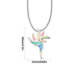 <strong>Hawaiian</strong> Plumeria Opal Necklace Bohemian Egg Flower Pendant <strong>Jewelry</strong> Wholesale For Women - Product Image 2