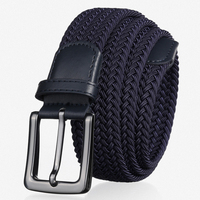 En stock – Ceinture élastique tressée de 3,4 cm pour homme, haut de gamme, pour le golf et les affaires, avec boucle ardillon – Vente en gros