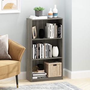 Librería Moderna Gris de 3 Niveles SENYU, Mueble Independiente para Ahorrar Espacio en Sala de Estar u Oficina, Estante de Madera MDF - Product Image 3