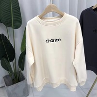 Femmes 100% coton luxe Streetwear surdimensionné brodé pull pull col rond en relief Logo personnalisé à capuche imprimé