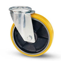 Roue de chariot industrielle robuste en PU avec noyau en fer, roues de 125 mm pour usine, orange pour charge lourde