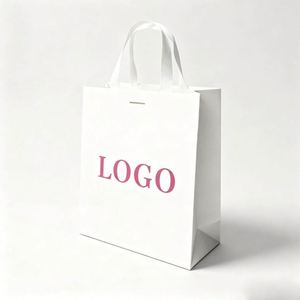 Bolsa de Papel Ecológica de Lujo con Logotipo de Marca Elegante Impreso, Bolsas de Regalo Blancas con Logotipo Personalizado, Asas de Listón Laminado - Product Image 2