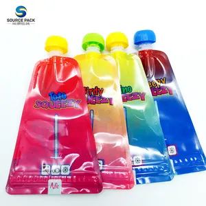 water proof double zipper special shape laminated plastic bag reusable baby food spout pouch