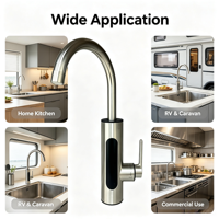 Robinet d'eau chaude électrique instantané HAILIJING entièrement en acier inoxydable 3000W-3500W avec écran LED IPX4 pour cuisine, camping-car, hôtel, maison
