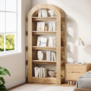 BSCI Factory Direct New Design 5-Tier Tall Arched Bookcase, Modern <b>Open</b> <b>Bookshelf</b> for Home Office, Bedroom, Living Room - Product Image 1