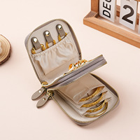 Étui de voyage de luxe en cuir véritable pour bijoux, organiseur à double fermeture éclair, sac de rangement pour bagues, bracelets, colliers et pendentifs