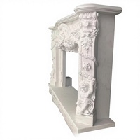 Cheminée décorative d'intérieur en marbre blanc de style européen et français avec sculptures rondes faites à la main