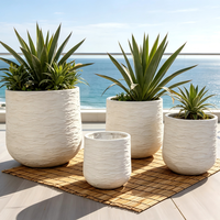 Pots à fleurs en fibre de verre de luxe de 4 tailles, jardinières coniques arrondies, pot moderne pour plantes au sol, pour la décoration de villas, d'hôtels, de halls et de jardins