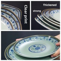 Assiette à dîner en mélamine de style chinois à motif floral blanc et bleu A5, ensemble de bols à nouilles, orchidée classique