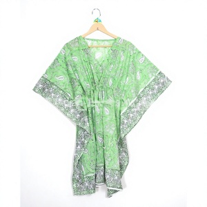 Chaqueta Acolchada de Punto con Cuello en V, 100% Algodón Puro, Lavable y Ecológica, Estilo Kaftan Bohemio con Estampado Floral a Rayas, Manga Regular, Otoño - Product Image 1