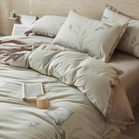 Low MOQ personnalisé fleur imprimée housse de couette ensemble de draps de lit de literie en coton doux