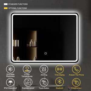 Produits tendance 2025, miroir de salle de bain intelligent à interrupteur tactile moderne, montage mural, éclairage LED pour la décoration d'hôtel, salon - Product Image 5