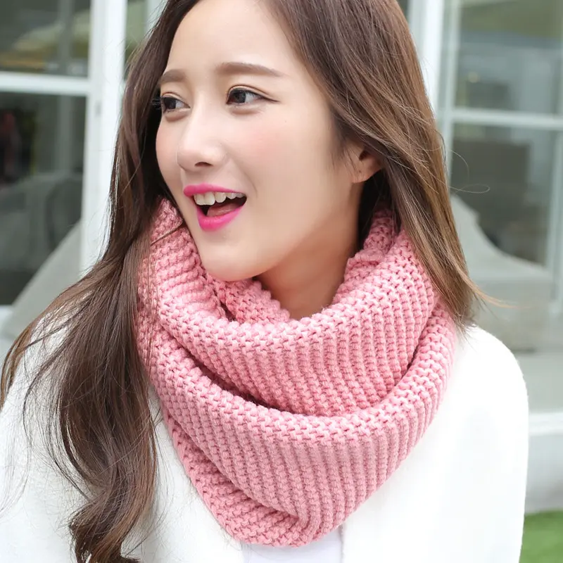 Phụ nữ mới rắn màu cáp đan len snood Infinity khăn mùa đông cổ ấm hơn cowl Cổ áo vòng tròn chiếc khăn