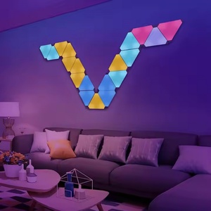 Smart <b>Control</b> ABS Minimalist White RGB Wall <b>Light</b> Set 6pcs Triangle Panel LED <b>Lights</b> App Voice Sync Dimmable Apartment Surface - Product Image 1