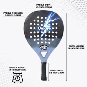 Raqueta de Pádel de Fibra de Carbono 3k 12k 18k de Calidad Premium Qingyu Sport OEM Personalizada, Fabricantes Profesionales de Raquetas de Pádel con Impresión - Product Image 6