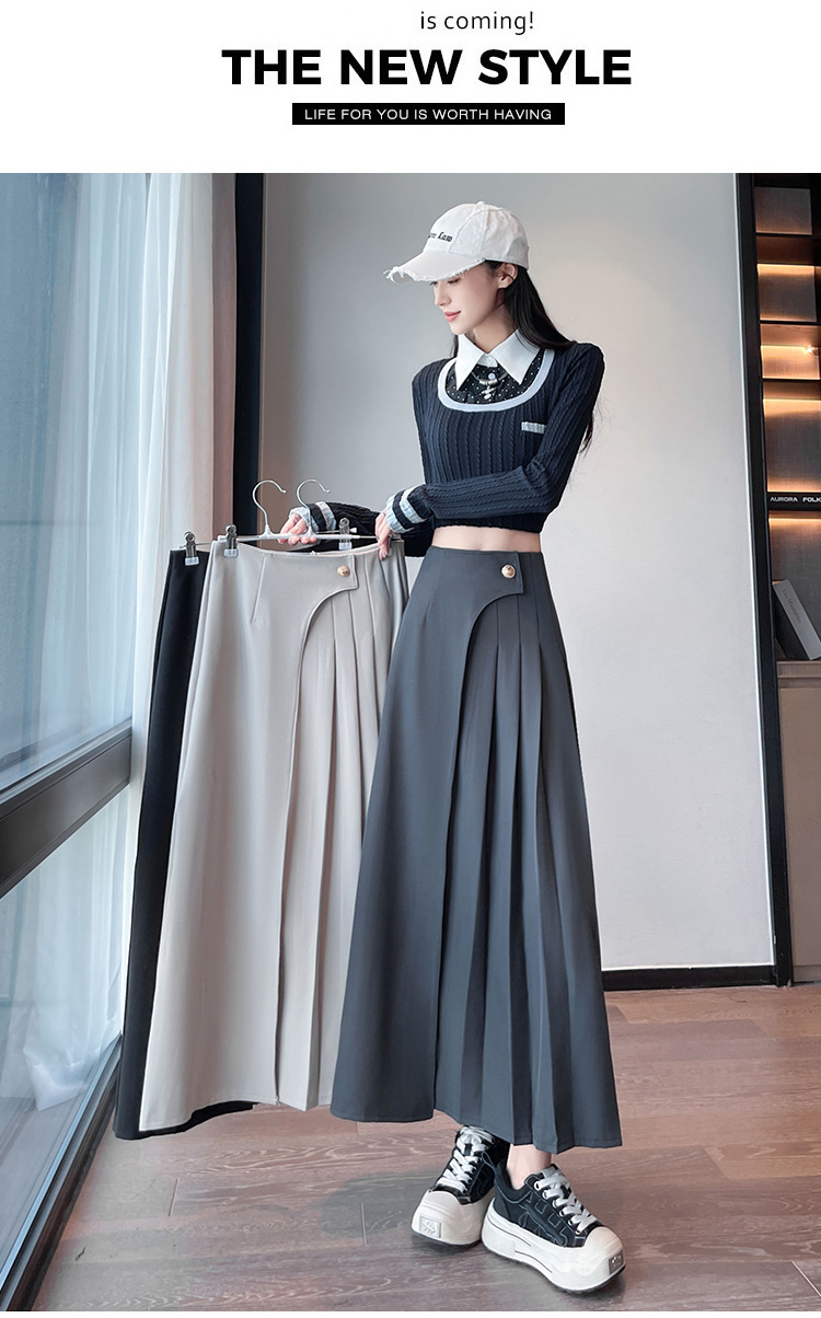 Elegant Women Long Grey Black Suits Skirts for Female OL Casual