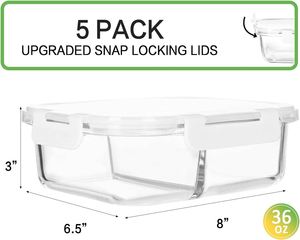 Top Seller 2025 Glass Microwave <b>Lunch</b> Box <b>Set</b> with Pressed Technology Leak-Proof & Freezer Safe for Wholesale - Product Image 2