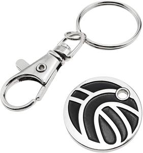 Jetons de chariot de supermarché personnalisés en métal plaqué argent avec logo estampé et émail, porte-clés - Product Image 3