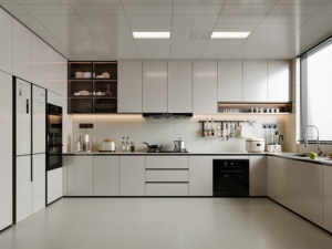 Mueble de Cocina Europeo Alto con Vitrina, Isla de Diseño Abierto, Estructura de Madera Maciza, Decoración de Hogar de Alta Gama - Product Image 5