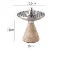 STONEKOCC Encensoir en pierre de marbre naturel et travertin, type Mabkhara, pour Bakhoor, avec plaque métallique, personnalisable (logo et taille), vente en gros