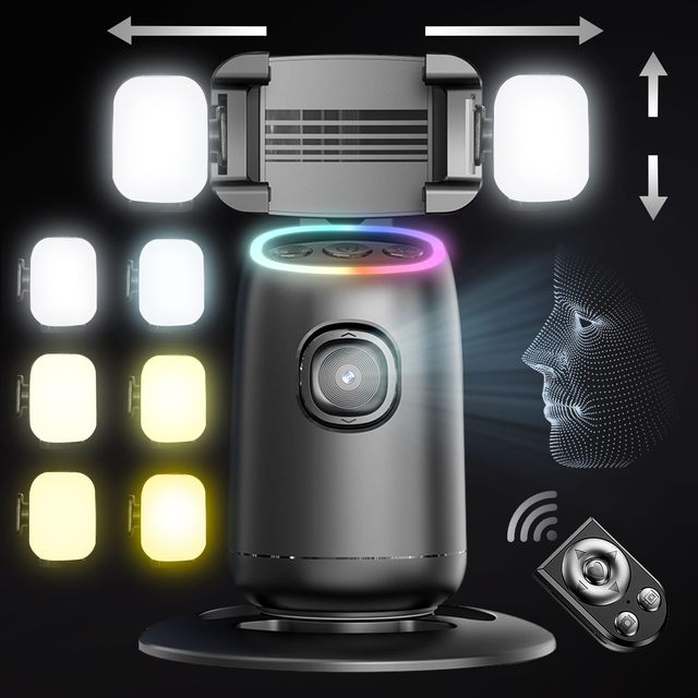 Auto Face Tracking Tripod, 360°Rotation Tracking Phone Stand, Phone Camera Stand with Remote, Gesture Control,  Smart Shooting