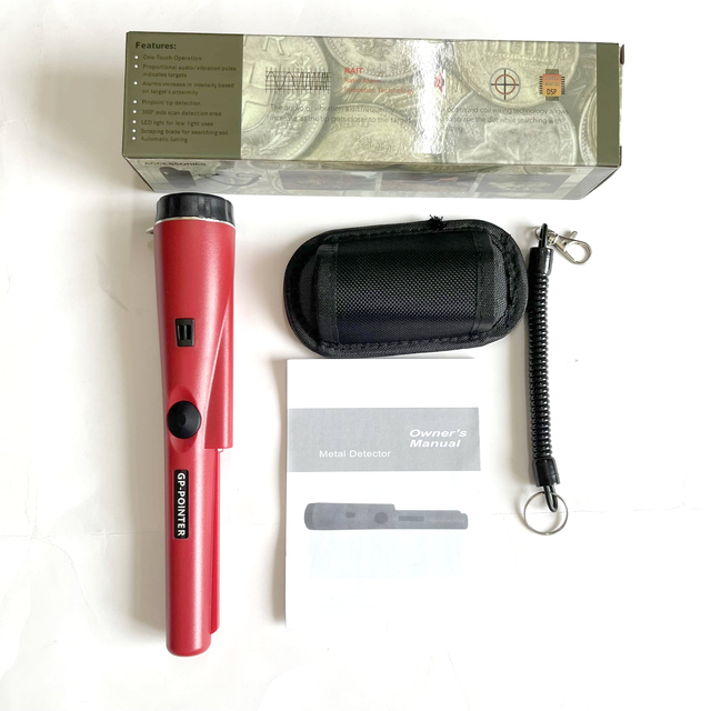 Metal Detector Pinpointer, Professional Waterproof Handheld Pin Pointer Wand, Search Treasure Pinpointing Finder Probe RED