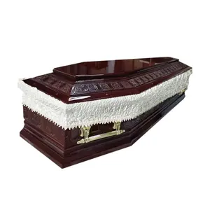 China Export Trade Factory Direct Sales New Carving Wooden European Style Coffin