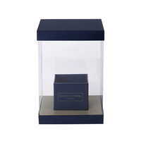 Boîte à fleurs personnalisée de luxe grande et haute avec base, décoration transparente en rose, emballage transparent