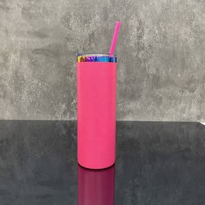 Vaso recto delgado de 20 oz con recubrimiento de polvo colorido efecto espejo arcoíris en la parte inferior, para grabado láser, desde almacén de EE. UU. - Product Image 5
